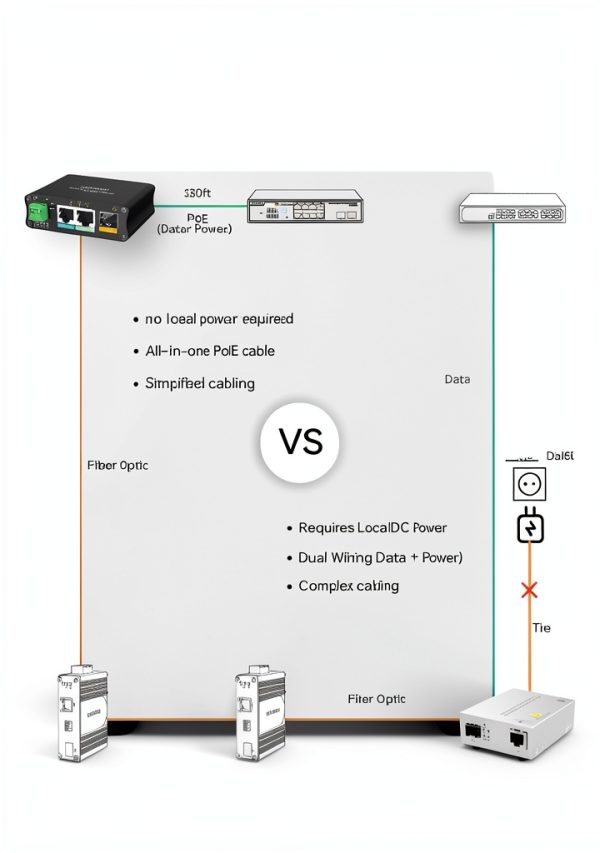 PoE Fiber Media Converter LINOVISION POE-SP1224F Switchable 12/24V DC-3