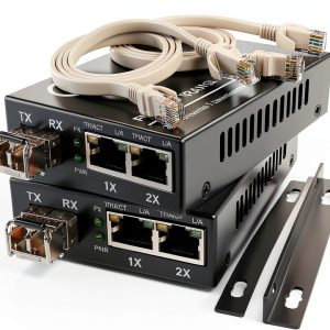 Dual RJ45 Ports Fiber Media Converter AD-net – MM LC 850nm SFP Full-0