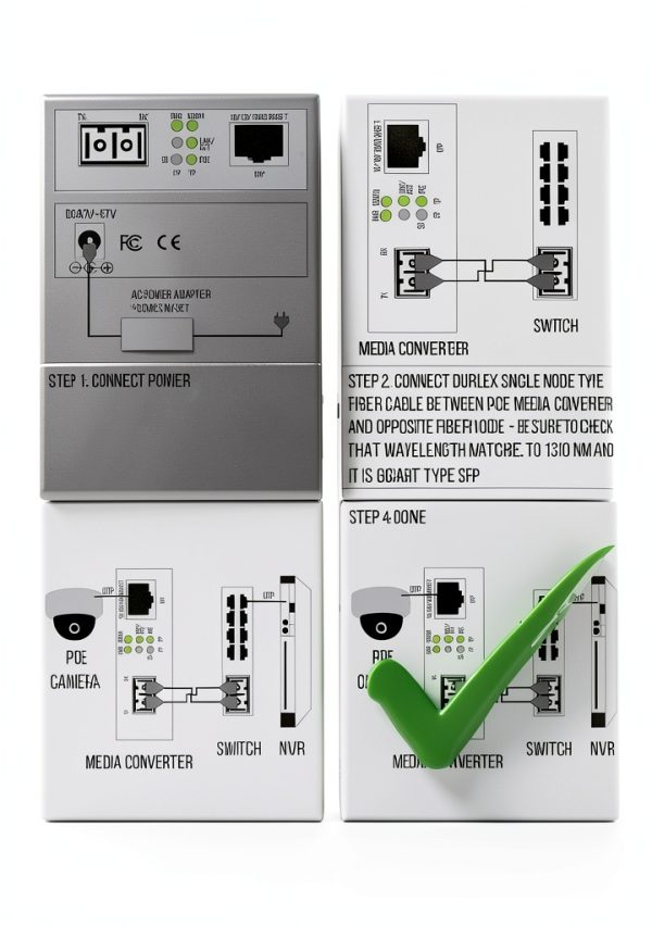 PoE Fiber Media Converter ADnet Ethernet 20km-4
